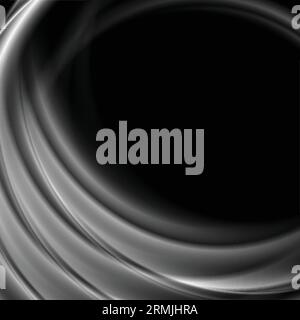 Grey smooth smoky waves on black abstract background. Vector illustration Stock Vector