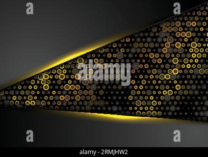 Corporate abstract background with golden dots particles and glowing light. Vector design Stock Vector