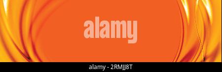 Abstract shiny bright orange waves banner design. Vector wavy web header background Stock Vector