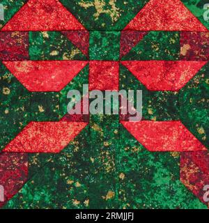 Patchwork block the red bow on a green background Stock Photo