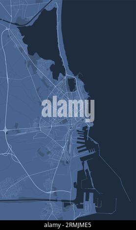 Constanta map, blue streetmap poster, city in Romania Stock Vector