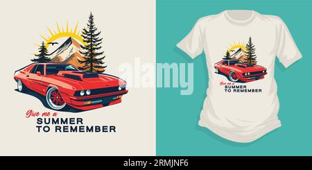 Summer T shirt design, vintage vector file Stock Vector