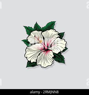 Tropical Flower vector outline on a white Background Stock Vector