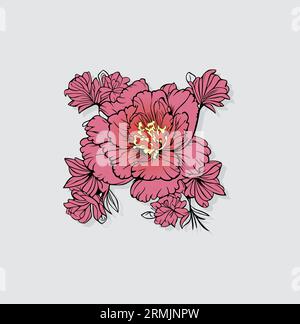 Tropical Flower vector outline on a white Background Stock Vector