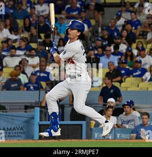 Los Angeles, United States. 28th Aug, 2023. Los Angeles Dodgers center  fielder James Outman rounds the bases after hitting a solo home run in the  sixth inning of the 7-4 win over