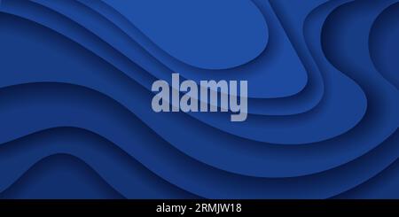 abstract dark blue paper and overlap wave curve line dimension modern website banner design vector background Stock Vector