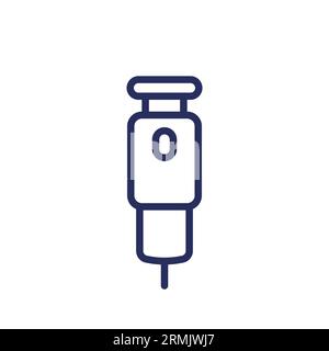 insulin pen line icon, insulin injection vector Stock Vector