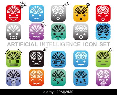 Artificial Intelligence Icon Set Isolated On A White Background. Vector illustration. Stock Vector