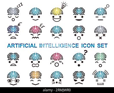 Artificial Intelligence Icon Set Isolated On A White Background. Vector illustration. Stock Vector