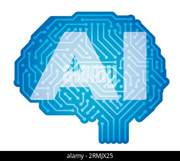 Artificial Intelligence Vector Concept Illustration Isolated On A White Background. Stock Vector