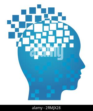 Artificial Intelligence Vector Concept Illustration With A Human Head Silhouette And Electronic Circuit Patterns. Stock Vector