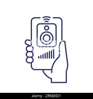 Smart speaker control with a phone line icon Stock Vector