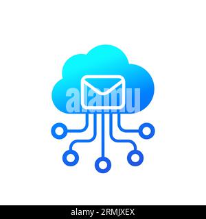 email automation, SaaS icon with cloud, vector Stock Vector