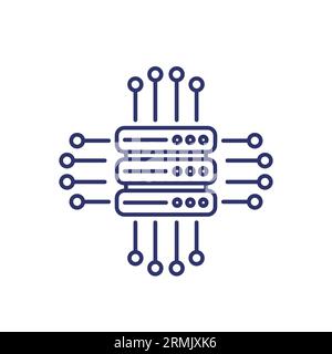 mainframe, server or hosting service line icon Stock Vector