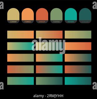 Set of 6 colors. Gradient samples from a combination of 6 colors. A set of templates for creativity and design Stock Vector
