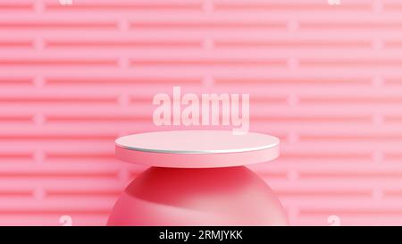 Pink podium on pink background. 3d render, 3d illustration Stock Photo
