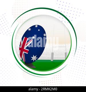 Flag of Australia on rugby ball. Round rugby icon with flag of Australia. Vector illustration. Stock Vector