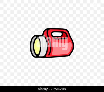 Electric led flashlight, battery, lamp, energy and equipment, colored graphic design. Spotlight lamp, searchlight, tool, lighten and electricity Stock Vector