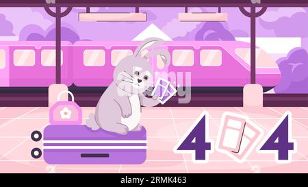 Traveler rabbit on station error 404 flash message Stock Vector