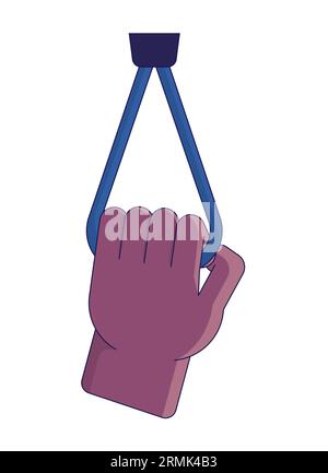 Holding handrail in public transport flat line concept vector spot illustration Stock Vector