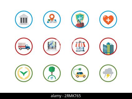 Business Flat Circle Icons Set Collection. Vector Illustration Stock Vector