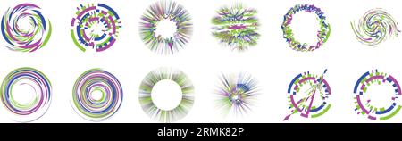 Set of Glitch effect. Abstract pixel  Stock Vector