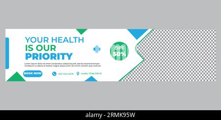 Your health is our priority,Professional post banner template design Stock Vector