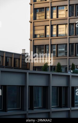 Architectural detail, modern high-rise, Europaallee, city centre, Zurich, Switzerland Stock Photo