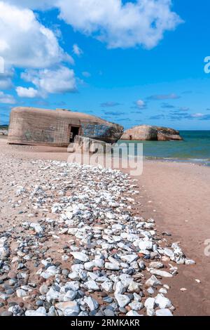 Bunkers on the beach, relics of the Atlantic Wall from World War 2, Denmark Stock Photo