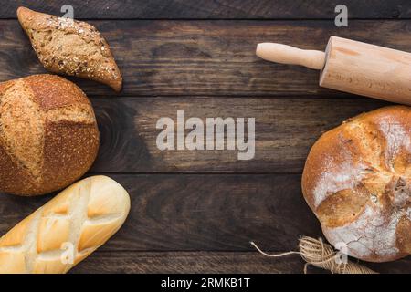 Bread near rolling pin thread Stock Photo - Alamy