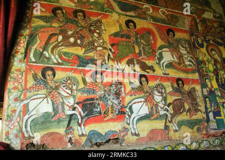 Religious Murals in Bahir Dar, Ethiopia  Bahir Dar (Amharic: ባሕር ዳር, lit. 'sea shore') is the capital city of Amhara Region, Ethiopia. Bahir Dar is on Stock Photo