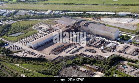 aerial view of the factory at the Outokumpu Coil and Plate Service Center in Sheffield, South Yorkshire Stock Photo