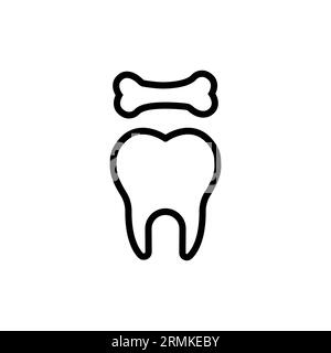 Tooth illustration icon with bone symbol. Stock Vector