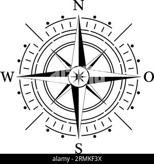 Compass rose vector with eight wind directions and German East description.  Wind Rose with 360 degree scale and abstract chess pattern ball Stock  Vector Image & Art - Alamy