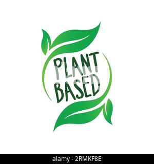 green plant based vegan v vegetarian leaf mark logo symbol icon for food packaging vector isolated on white background Stock Vector