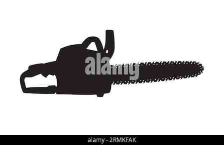 chainsaw simple silhouette side view icon symbol vector isolated on white background Stock Vector
