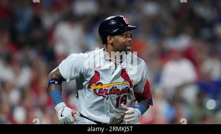 St. Louis Cardinals' Jordan Walker bats during the second inning of a spring  training baseball game against the Washington Nationals Tuesday, Feb. 28,  2023, in West Palm Beach, Fla. (AP Photo/Jeff Roberson