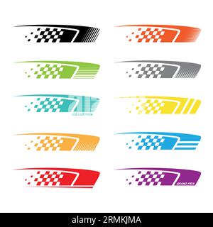 Stripes sport car decals color set Stock Vector