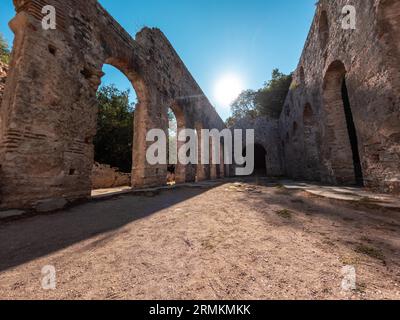 The Great Basilica in the archaeological ruins of Butrint or Butrinto National Park in Albania Stock Photo