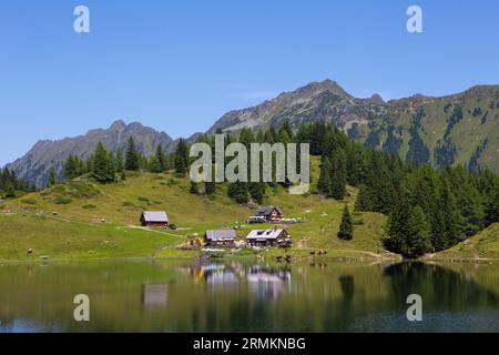 Austria, Styria, Schladming, Obertal, Duisitzkarsee, mountain lake, Duisitzkarhuette, Fahrlechnerhuette, Schladminger Tauern Stock Photo