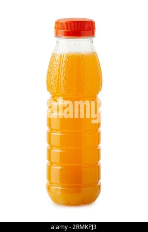 Juice in a plastic bottle Isolated on white background. With clipping path Stock Photo