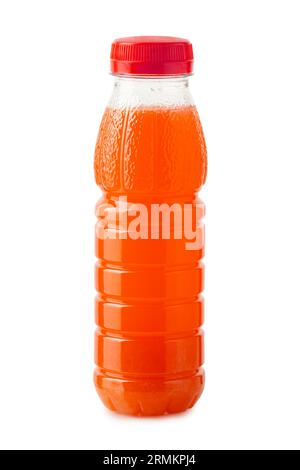 Juice in a plastic bottle Isolated on white background. With clipping path Stock Photo