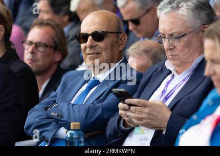 Paris, France. 29th Aug, 2023. Dassault CEO Eric Trappier at a meeting of French Entrepreneurs (REF) organized by the MEDEF at the Longchamp racecourse in Paris, on August 29, 2023. Photo by Raphael Lafargue/ABACAPRESS.COM Credit: Abaca Press/Alamy Live News Stock Photo