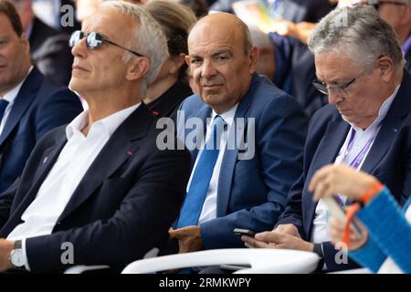 Paris, France. 29th Aug, 2023. Dassault CEO Eric Trappier at a meeting of French Entrepreneurs (REF) organized by the MEDEF at the Longchamp racecourse in Paris, on August 29, 2023. Photo by Raphael Lafargue/ABACAPRESS.COM Credit: Abaca Press/Alamy Live News Stock Photo