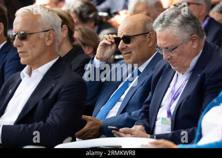 Paris, France. 29th Aug, 2023. Dassault CEO Eric Trappier at a meeting of French Entrepreneurs (REF) organized by the MEDEF at the Longchamp racecourse in Paris, on August 29, 2023. Photo by Raphael Lafargue/ABACAPRESS.COM Credit: Abaca Press/Alamy Live News Stock Photo