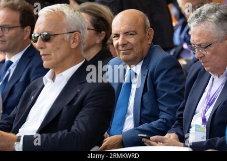 Paris, France. 29th Aug, 2023. Dassault CEO Eric Trappier at a meeting of French Entrepreneurs (REF) organized by the MEDEF at the Longchamp racecourse in Paris, on August 29, 2023. Photo by Raphael Lafargue/ABACAPRESS.COM Credit: Abaca Press/Alamy Live News Stock Photo