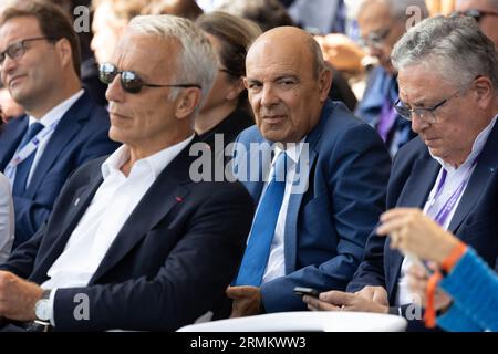 Paris, France. 29th Aug, 2023. Dassault CEO Eric Trappier at a meeting of French Entrepreneurs (REF) organized by the MEDEF at the Longchamp racecourse in Paris, on August 29, 2023. Photo by Raphael Lafargue/ABACAPRESS.COM Credit: Abaca Press/Alamy Live News Stock Photo