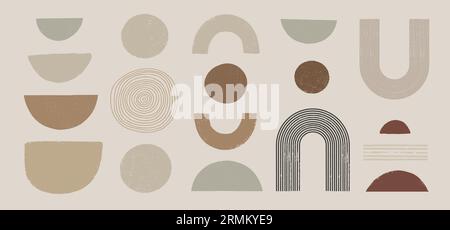 Set of textured hand drawn irregular abstract geometric shapes. Vector organic elements clipart Stock Vector