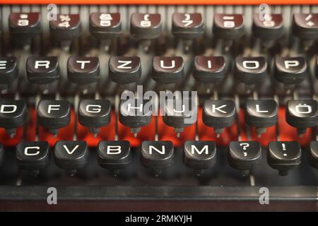 Old typewriter keys close-up. Stock Photo
