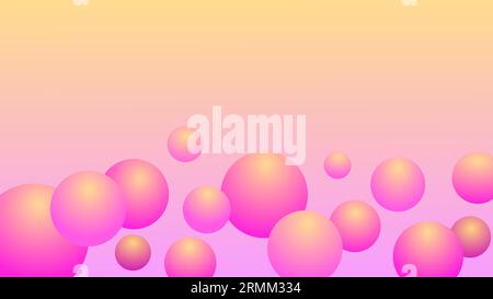 Cute pastel twilight sunrise colors bubble spheres copy space background Stock Vector